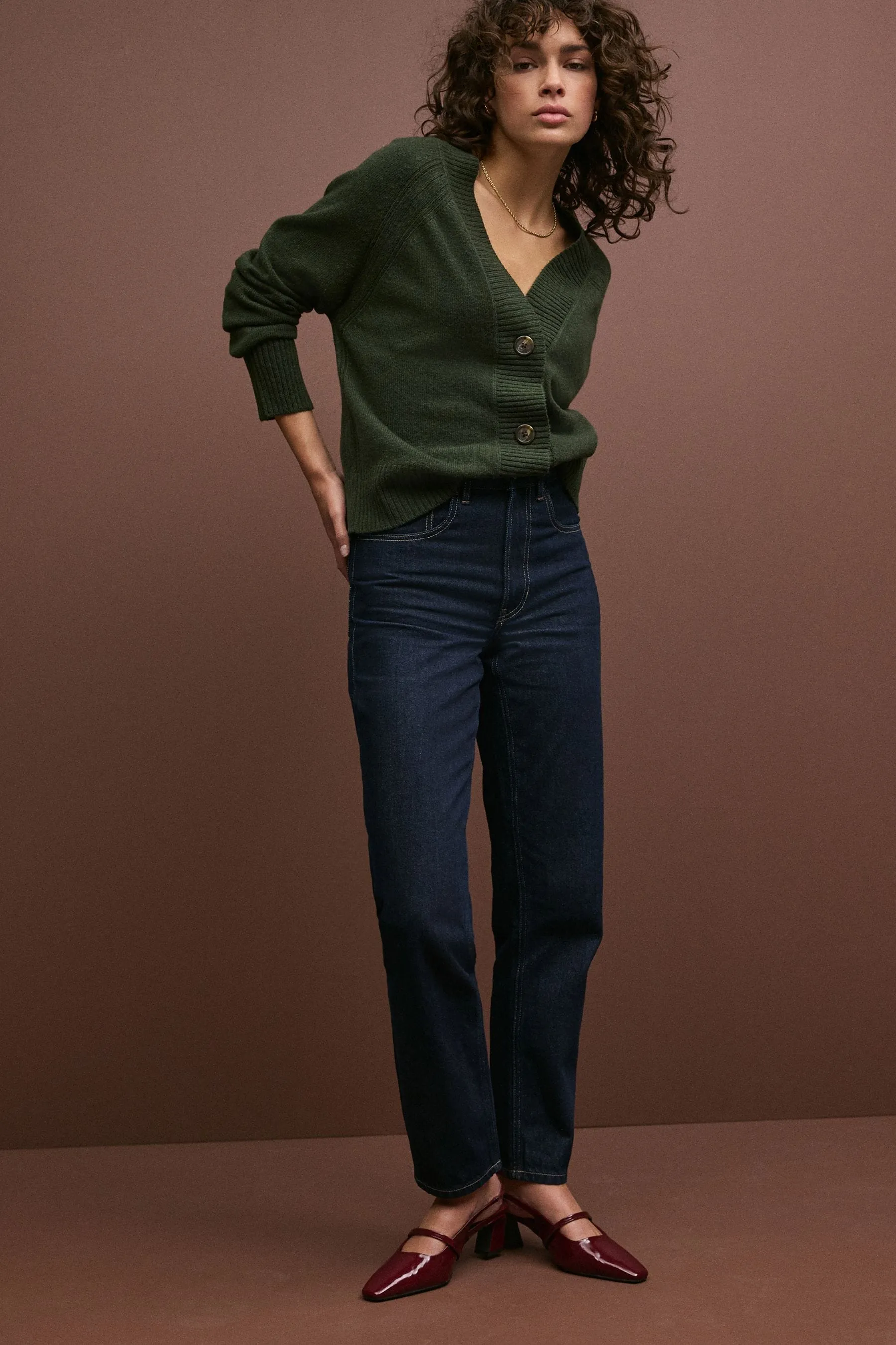 100% Cotton Column Mom Jeans    