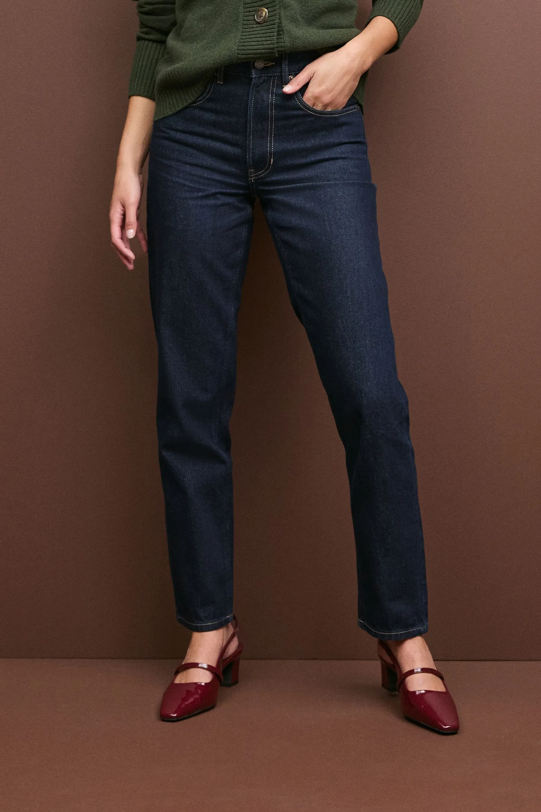 100% Cotton Column Mom Jeans    