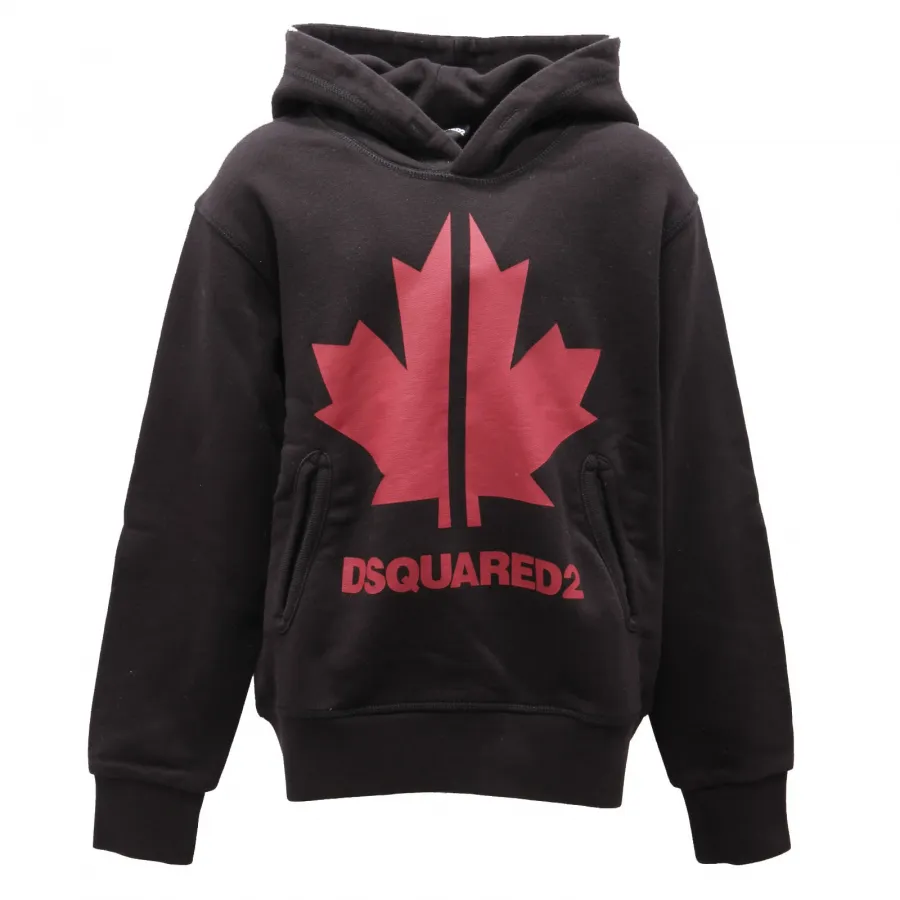 1539AF felpa bimbo boy DSQUARED2 black printed cotton sweatshirt kid