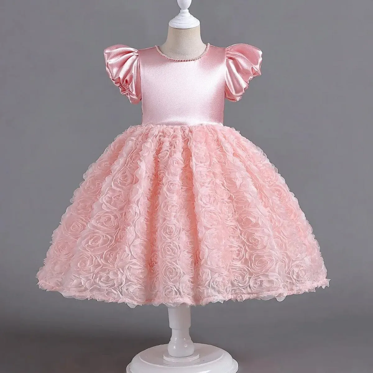 Abito da sposa formale con petali di fiori per bambini, ospite, bambina, spettacolo di pianoforte, abito da ballo di compleanno,