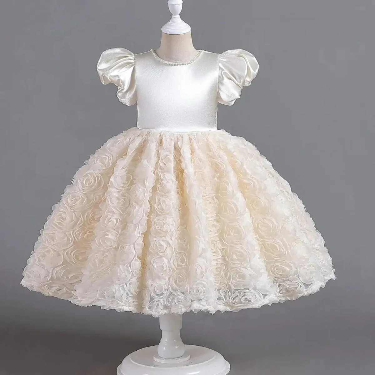 Abito da sposa formale con petali di fiori per bambini, ospite, bambina, spettacolo di pianoforte, abito da ballo di compleanno,