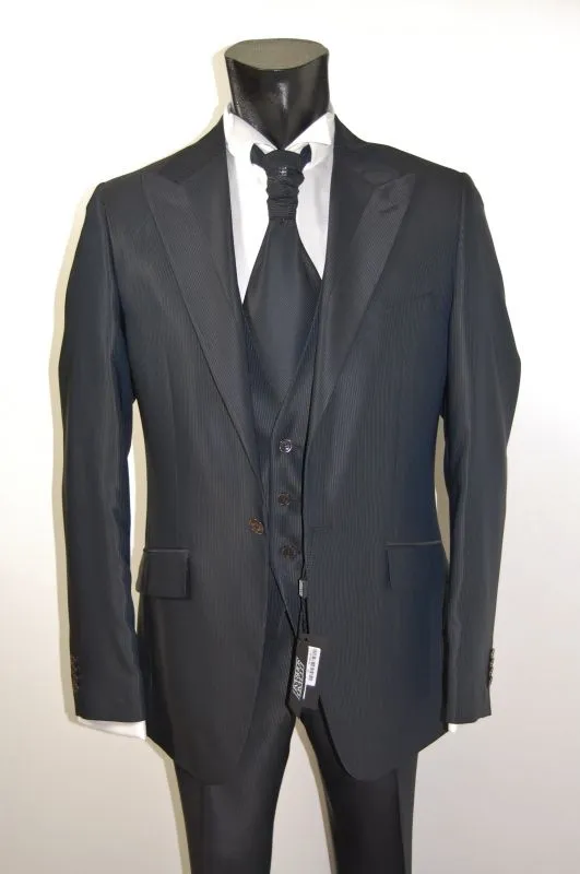 Abito elegante blu luciano soprani cerimonia con panciotto e cravatta coordinati