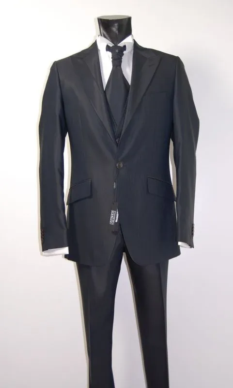 Abito elegante blu luciano soprani cerimonia con panciotto e cravatta coordinati
