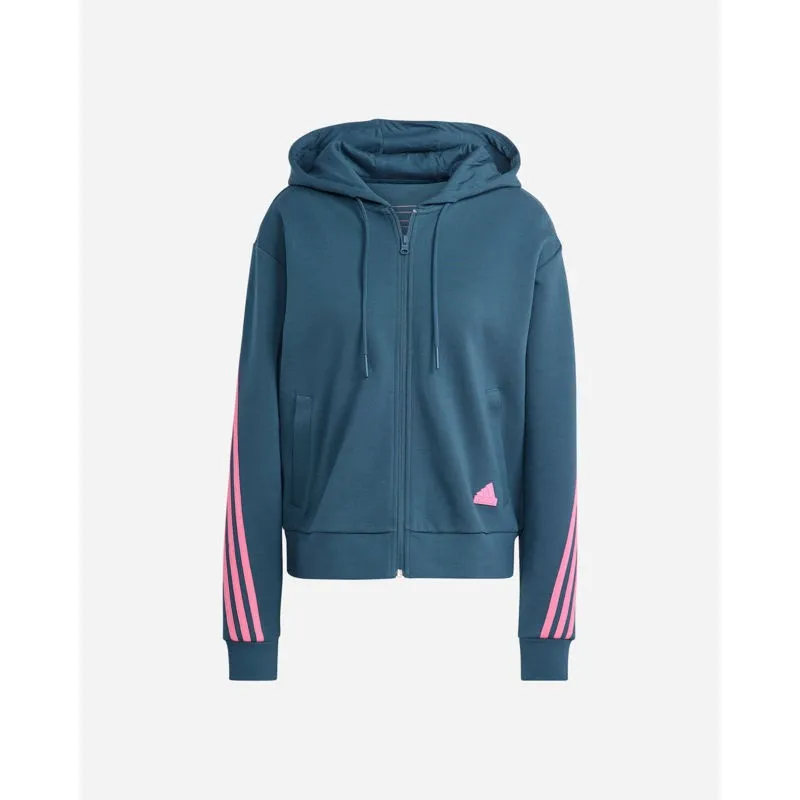 ADIDAS FELPA DONNA FUTURE ICONS 3-STRIPES FULL ZIP COLORE BLU OTTANIO