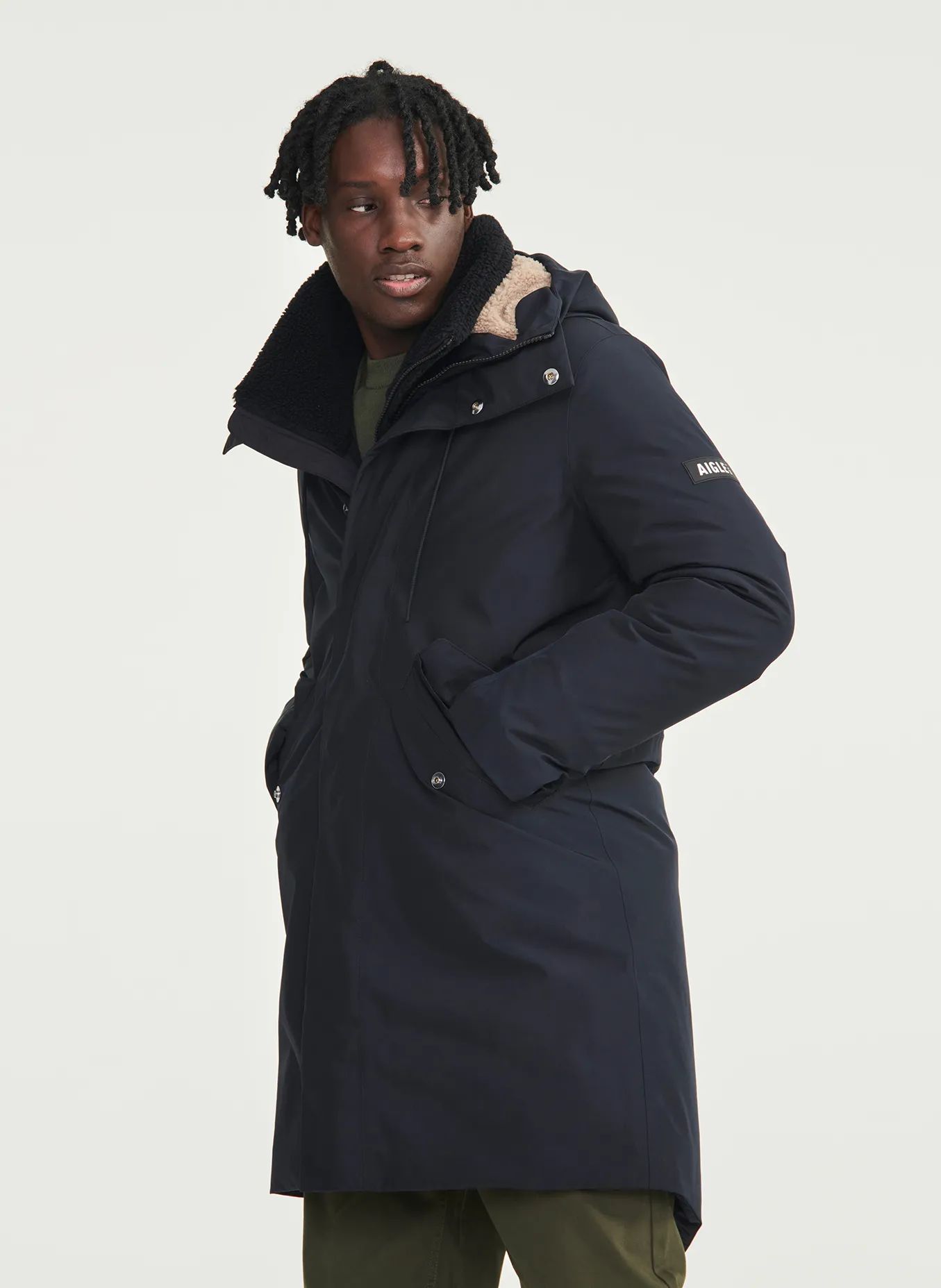  AIGLE   Parka con collo alto ampio in fibre riciclate | Nero