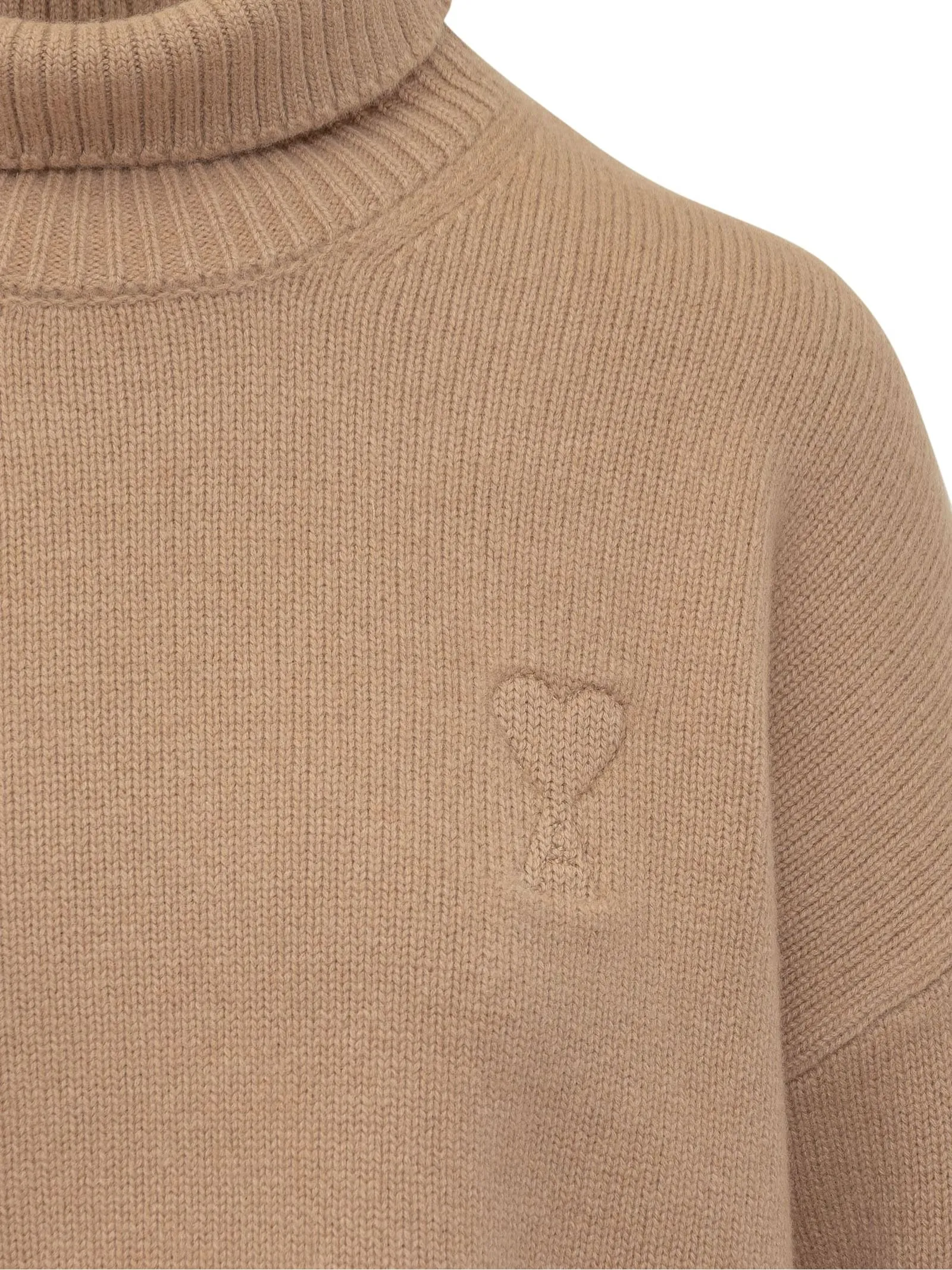 AMI Abbigliamento,Maglieria Maglione in misto cashmere e lana beige 