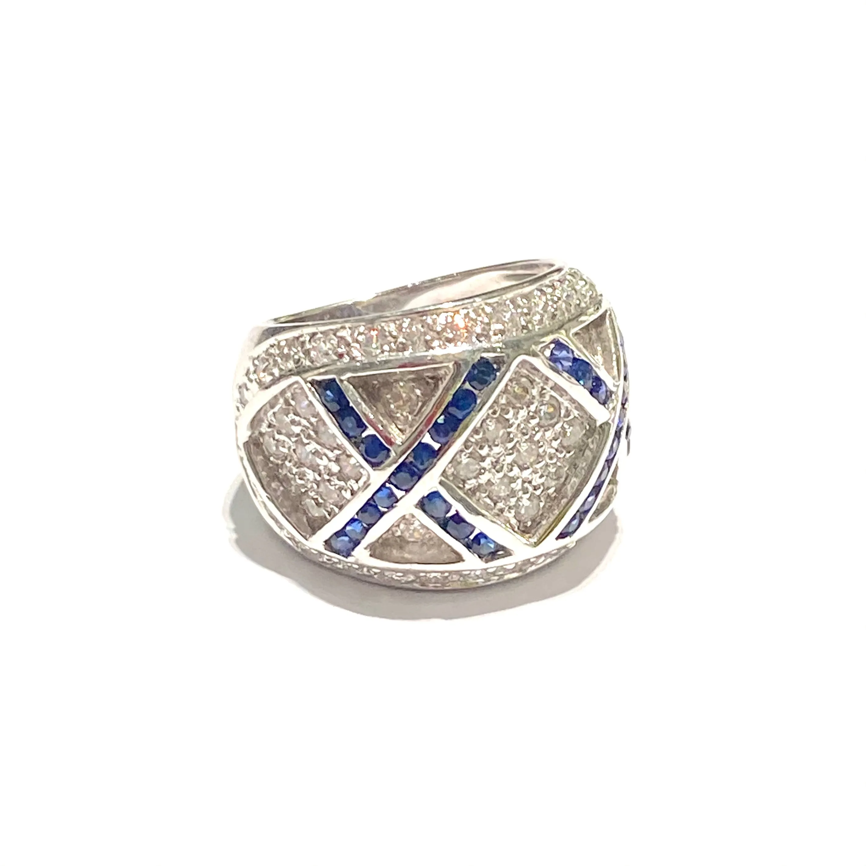 ANELLO FASCIA ZIRCONI BLU