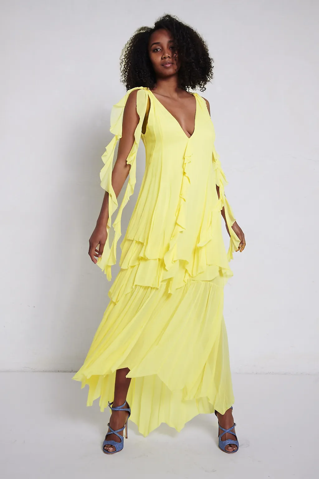 ANIYE BY Abito lungo a balze PEPLUM LILY