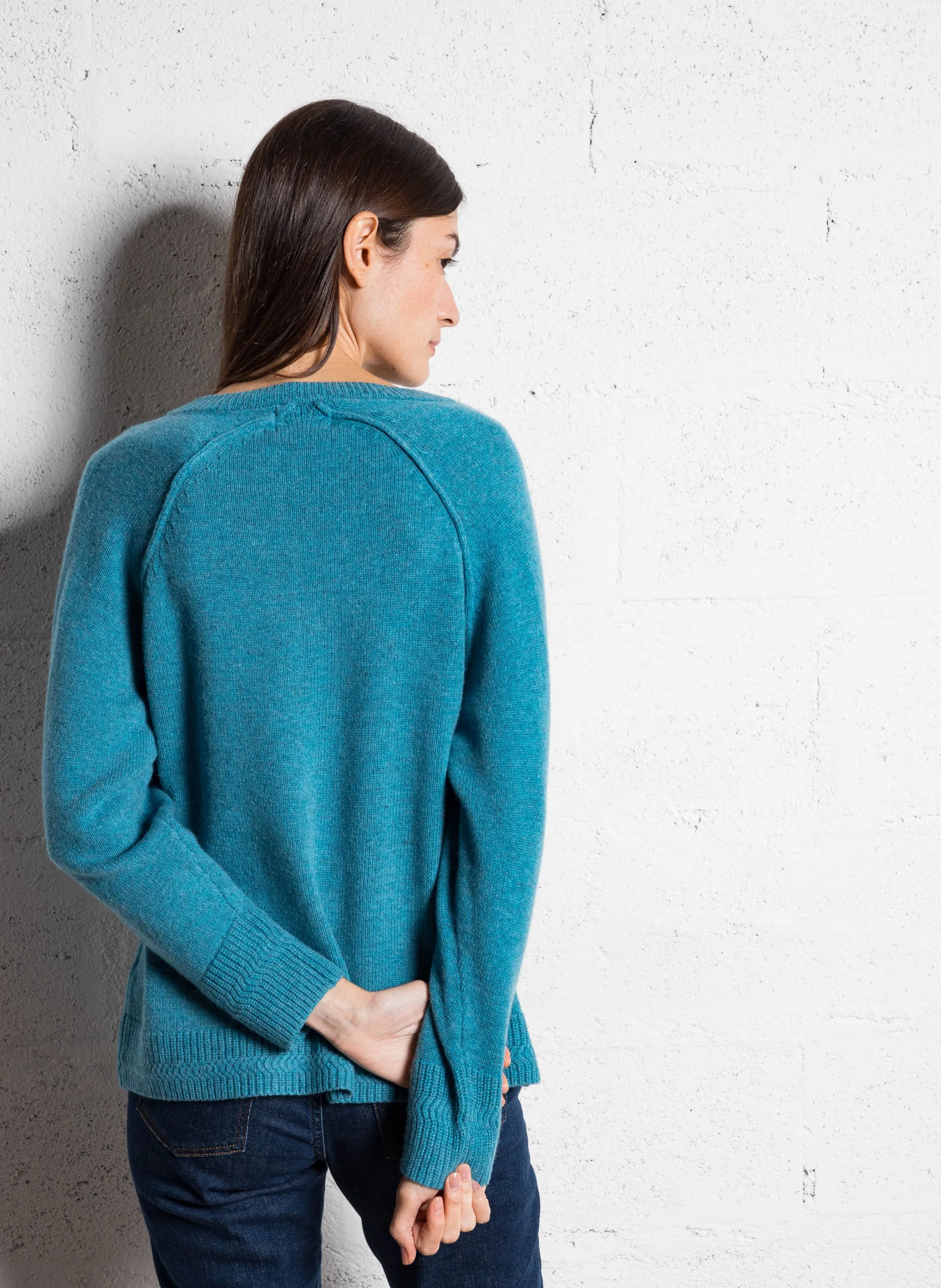  BELLA JONES   LOIS - Maglione collo a V in lana | Blu