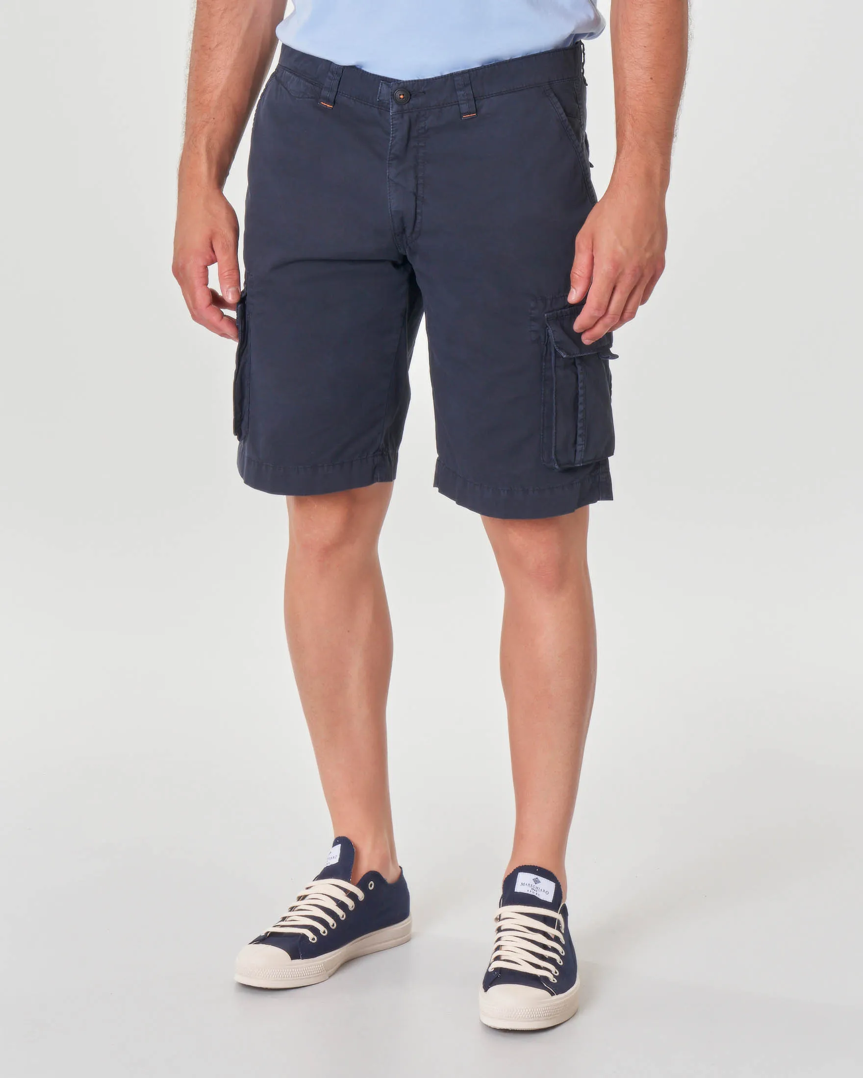 Bermuda cargo blu in cotone stretch