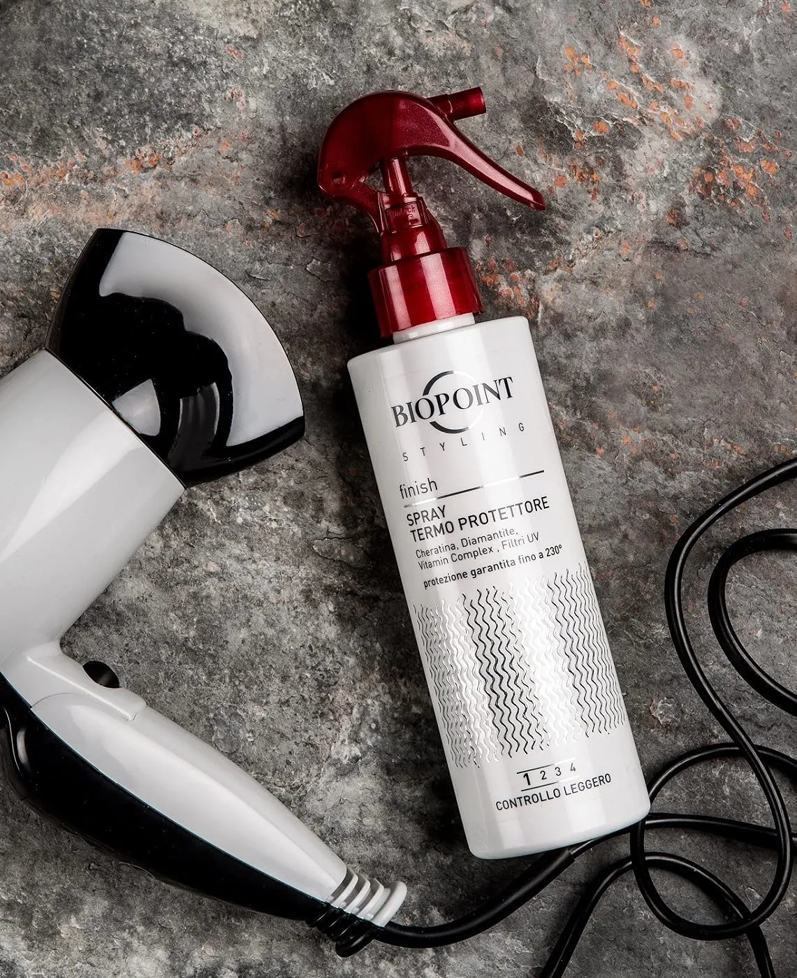 Biopoint Styling - Spray Termoprotettore Capelli, Protezione fino a 230° dal Calore di Phon, Piastra e Arricciacapelli, con Filt