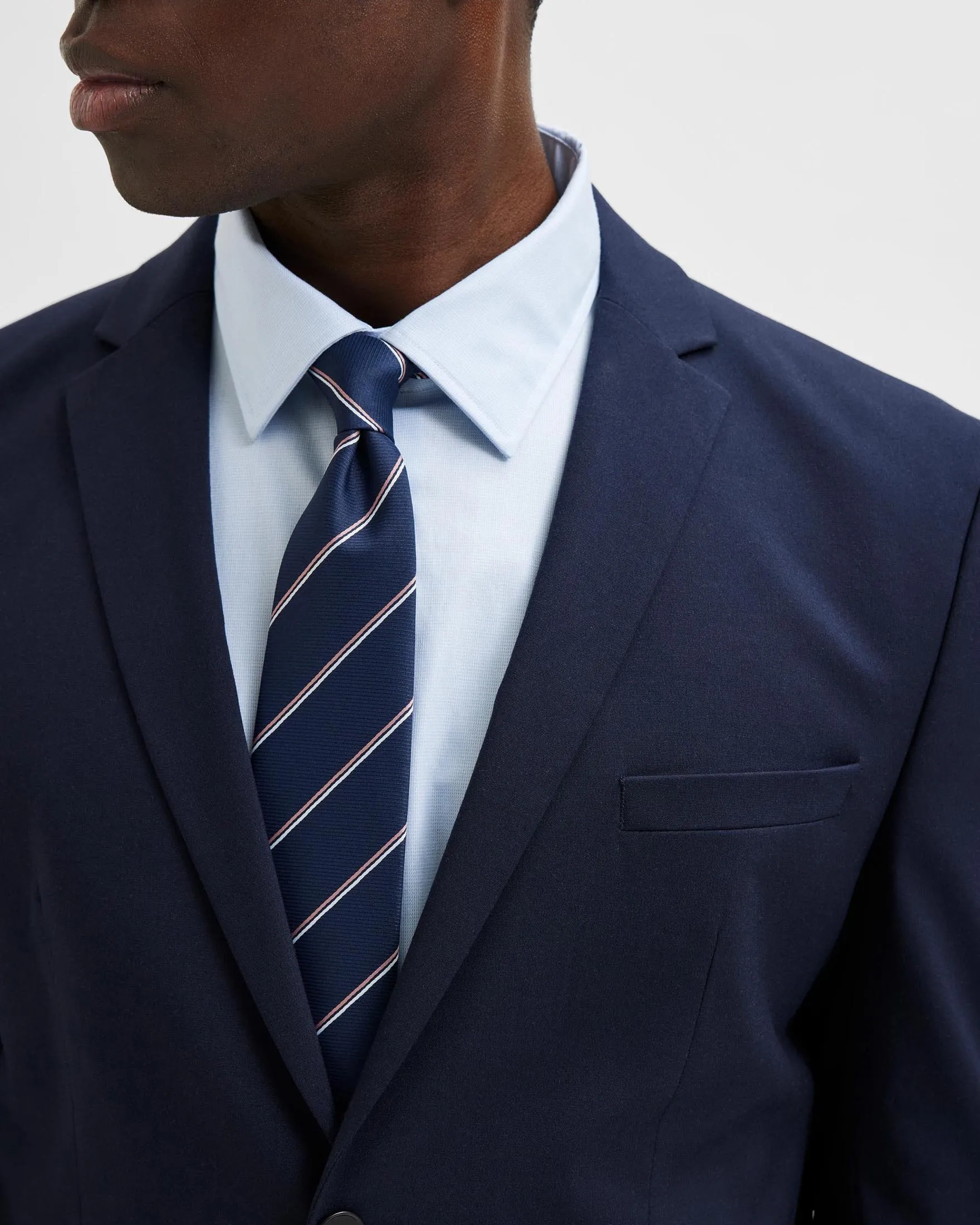 Blazer blu tinta unita in tela di viscosa stretch
