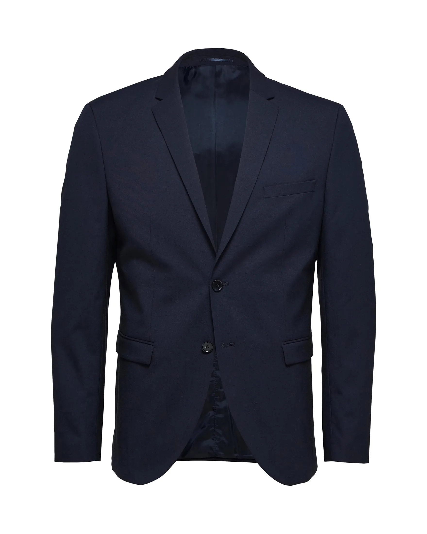 Blazer blu tinta unita in tela di viscosa stretch