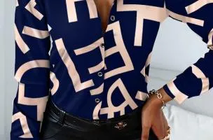 Blusa elegante con motivo lettere Medelina, blu