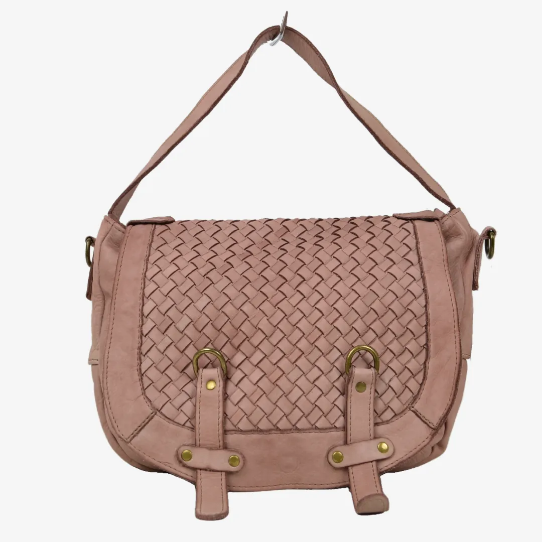 Borsa a Sacca Intrecciata Cipria Vera Pelle Sfumata