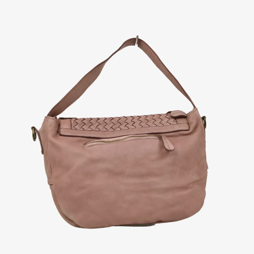 Borsa a Sacca Intrecciata Cipria Vera Pelle Sfumata