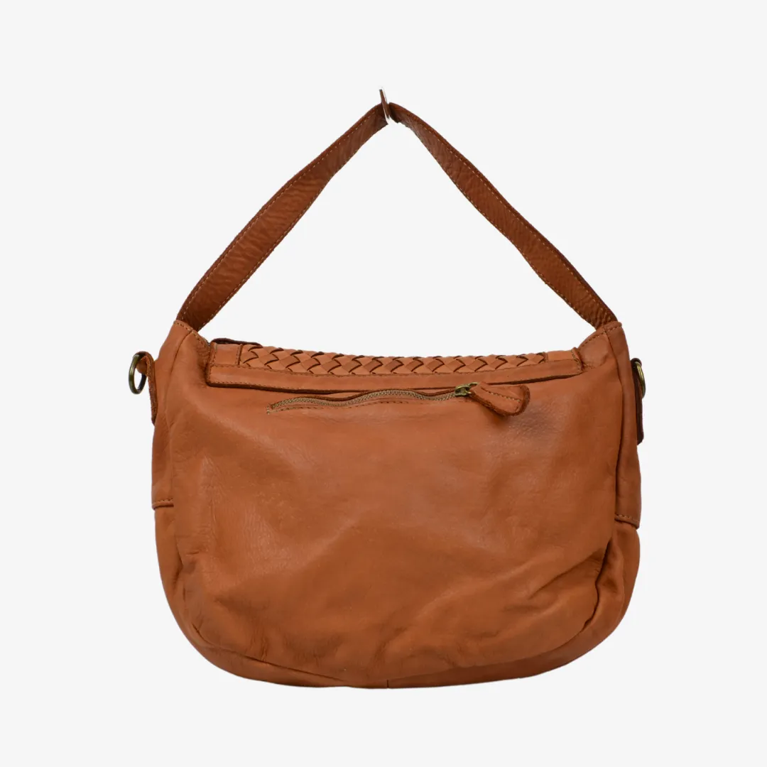 Borsa a Sacca Intrecciata Cuoio Vera Pelle Sfumata