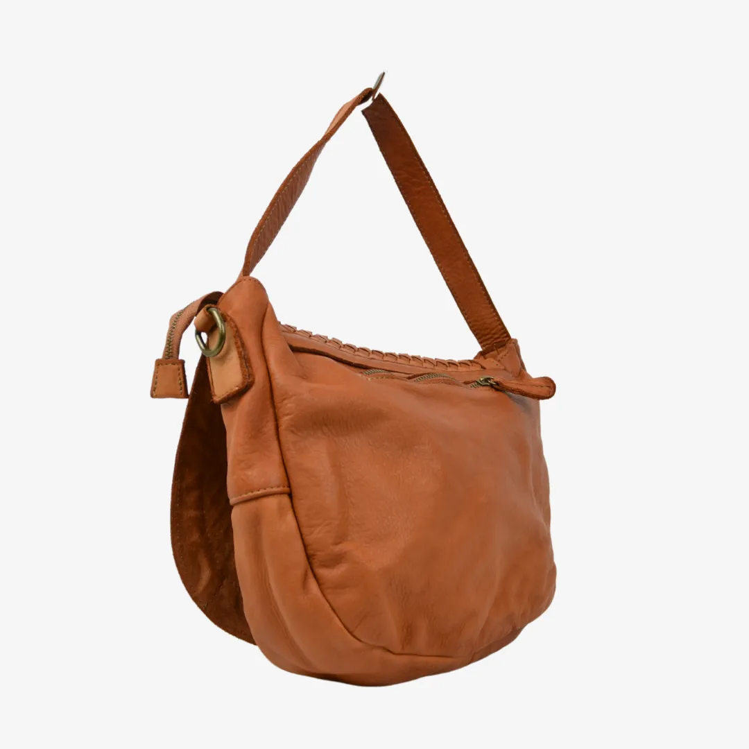 Borsa a Sacca Intrecciata Cuoio Vera Pelle Sfumata