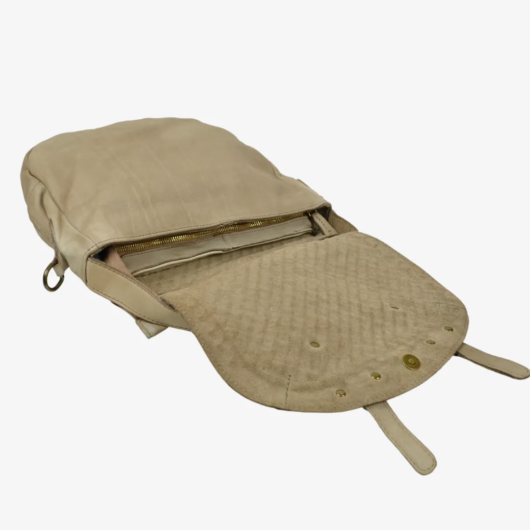 Borsa a Sacca Intrecciata Taupe Vera Pelle Sfumata