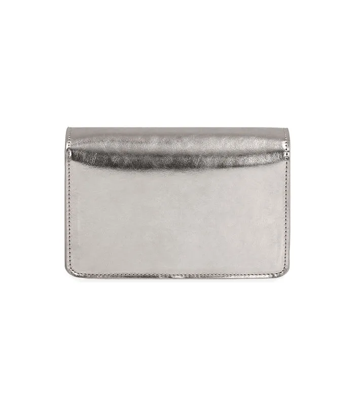 Borsa a tracolla laminata argento