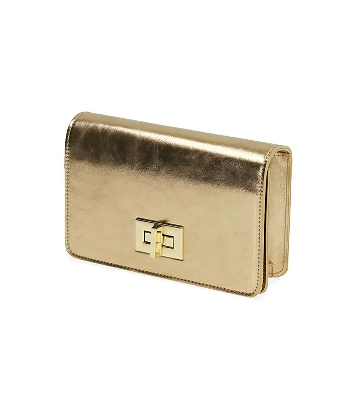 Borsa a tracolla laminata oro