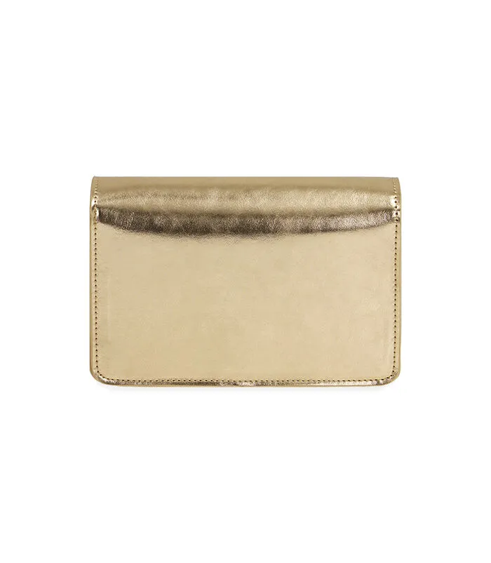 Borsa a tracolla laminata oro