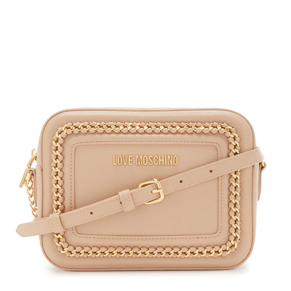 Borsa Donna a Tracolla LOVE MOSCHINO con Catena Gioiello color Nude