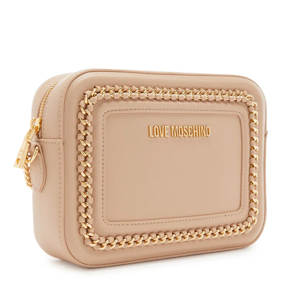 Borsa Donna a Tracolla LOVE MOSCHINO con Catena Gioiello color Nude