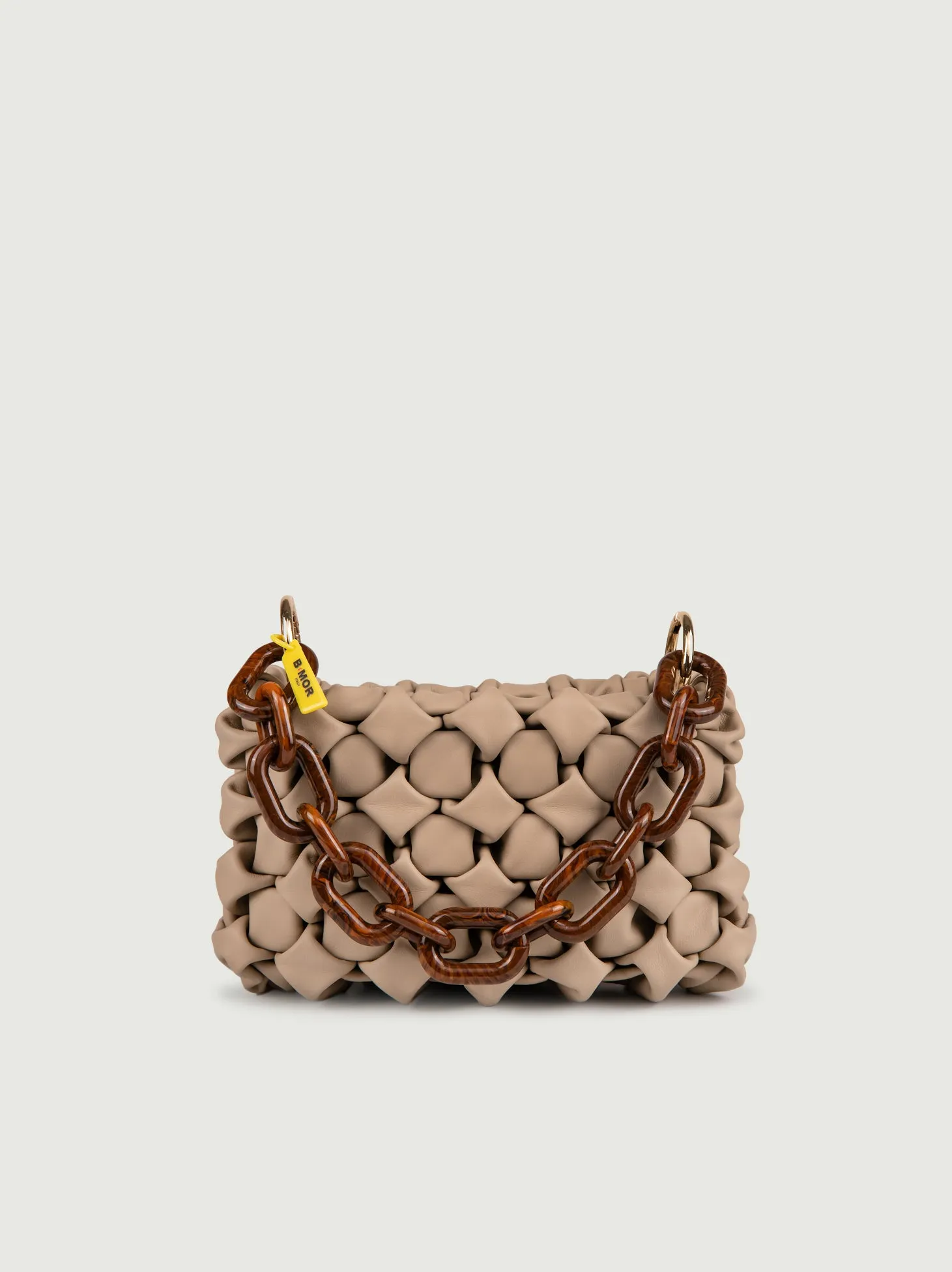 BORSA IN PELLE INTRECCIATA BEIGE CURLY