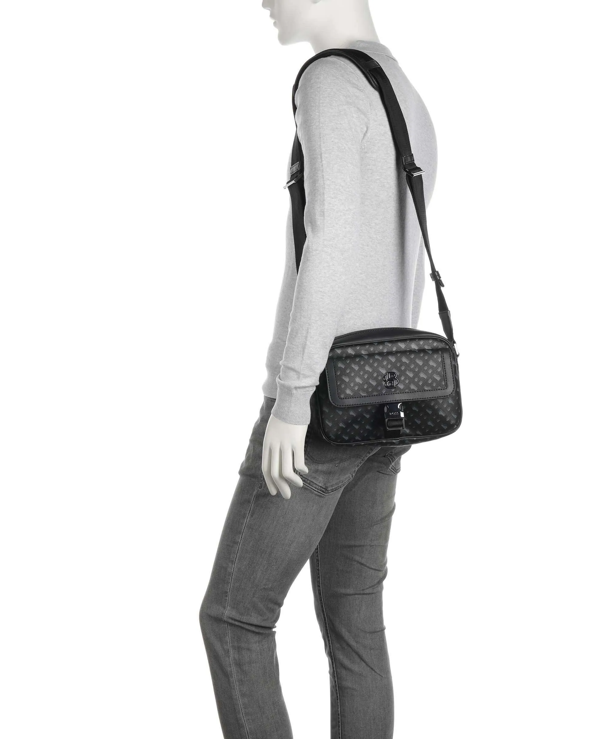  BOSS B Icon Borsa a tracolla pelle sintetica nero/grigio  