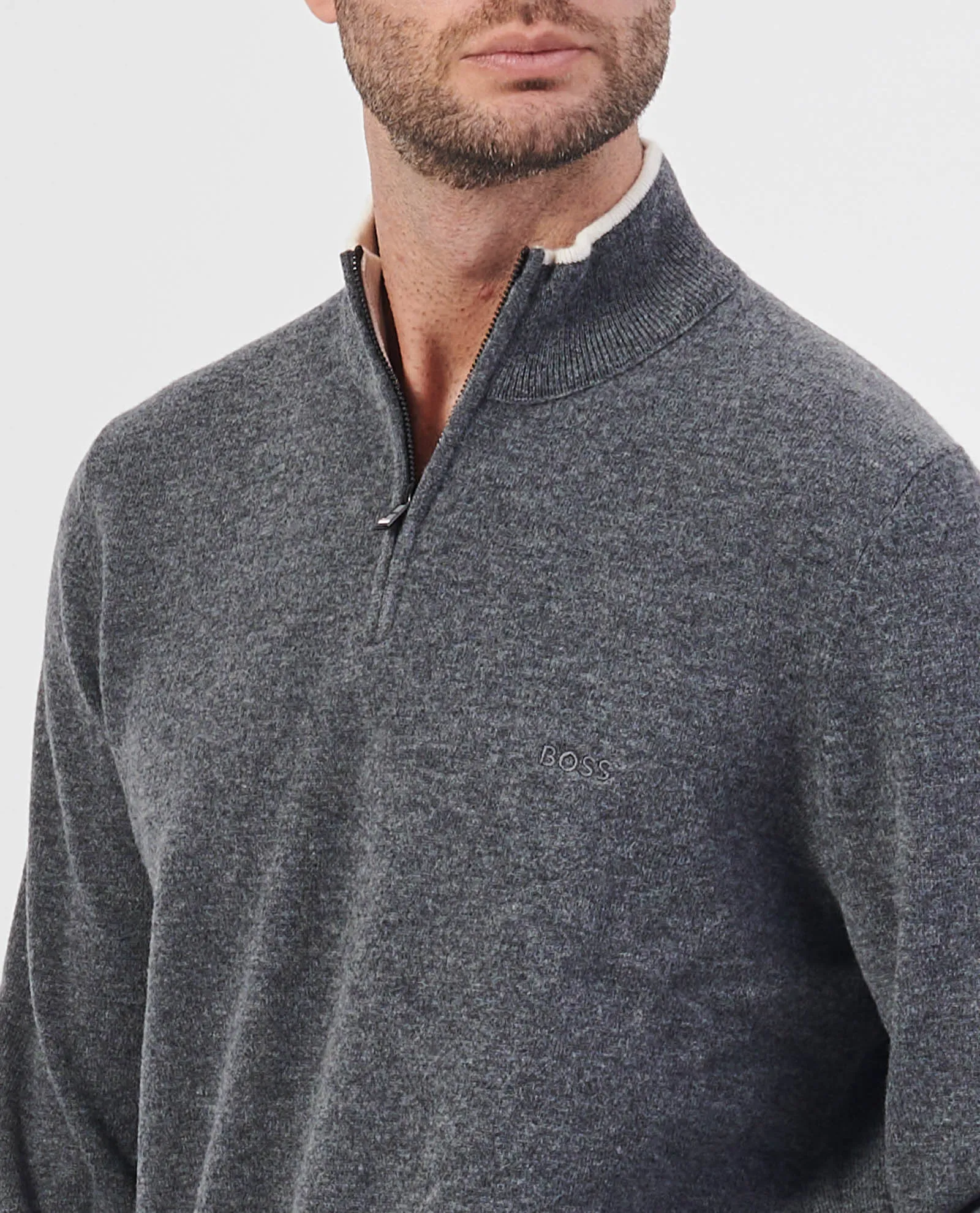BOSS      Maglione uomo Boss con chiusura lampo corta