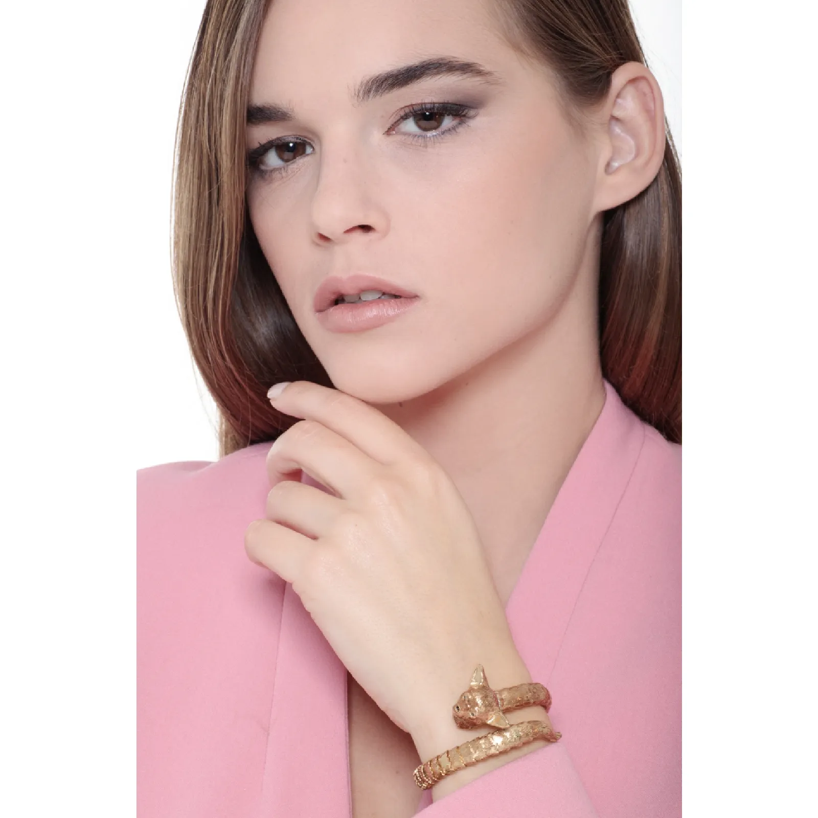 Bracciale in oro giallo 18k con Chihuahua con Diamanti Bianchi e Neri