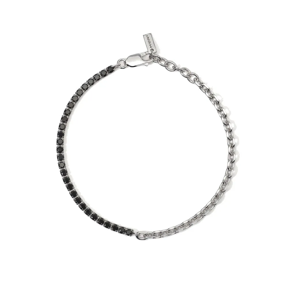 Bracciale Uomo in Argento mix Tennis e catena Mabina Gioielli
