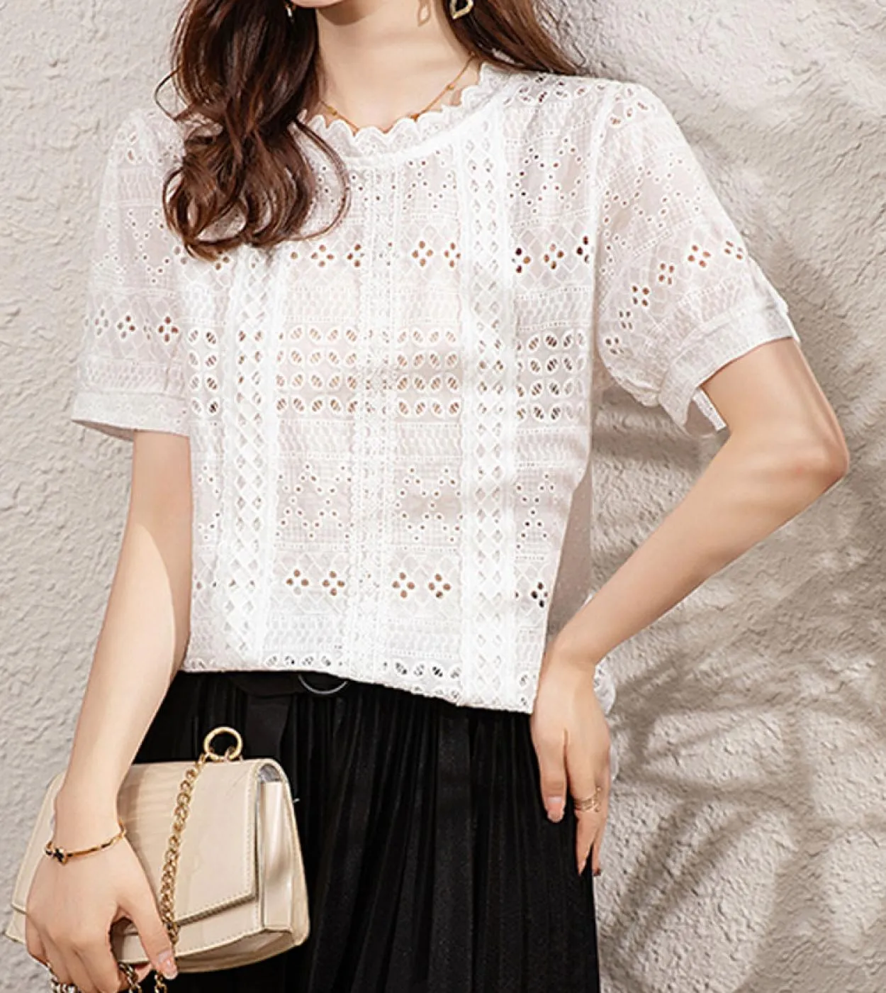 Camicette in cotone bianco Camicette in cotone bianco estivo Camicetta da donna in stile francese da donna