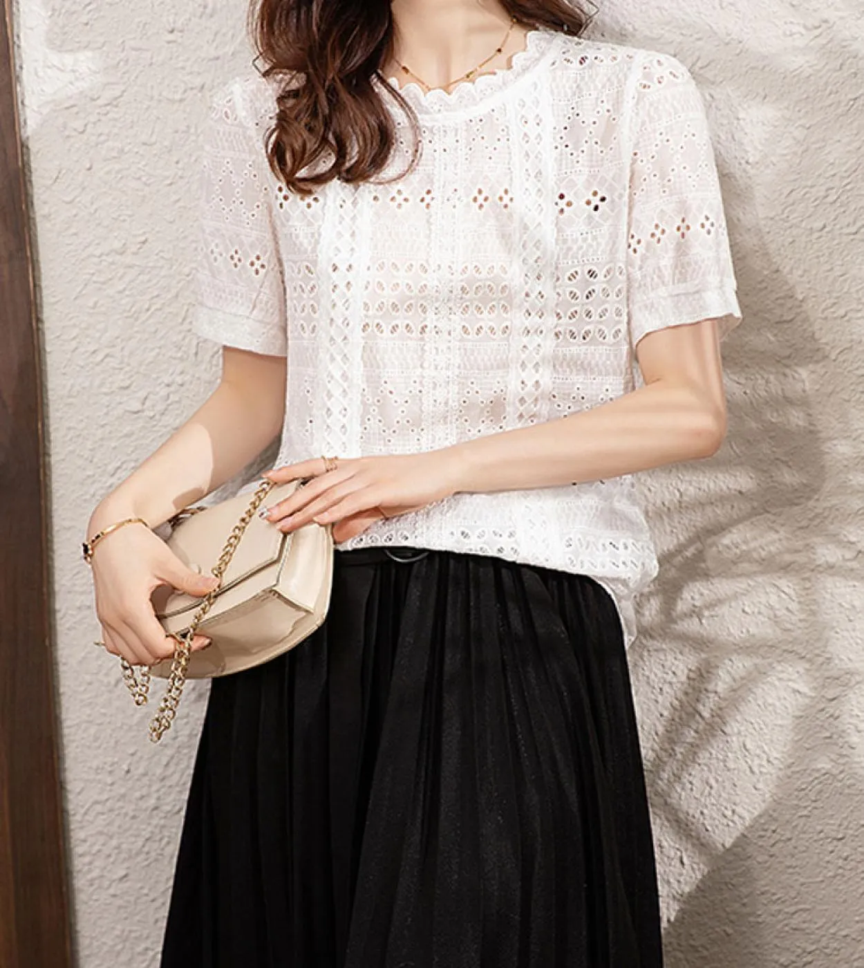 Camicette in cotone bianco Camicette in cotone bianco estivo Camicetta da donna in stile francese da donna
