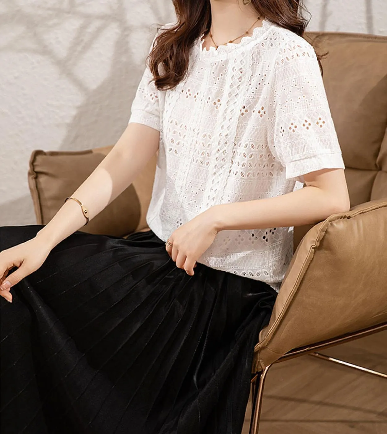 Camicette in cotone bianco Camicette in cotone bianco estivo Camicetta da donna in stile francese da donna