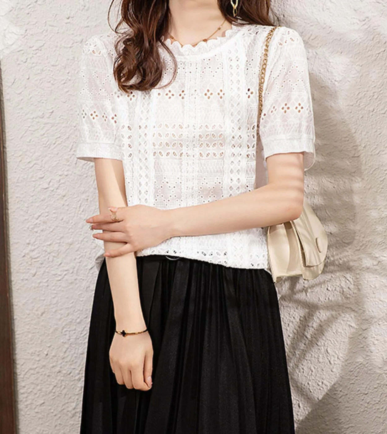 Camicette in cotone bianco Camicette in cotone bianco estivo Camicetta da donna in stile francese da donna