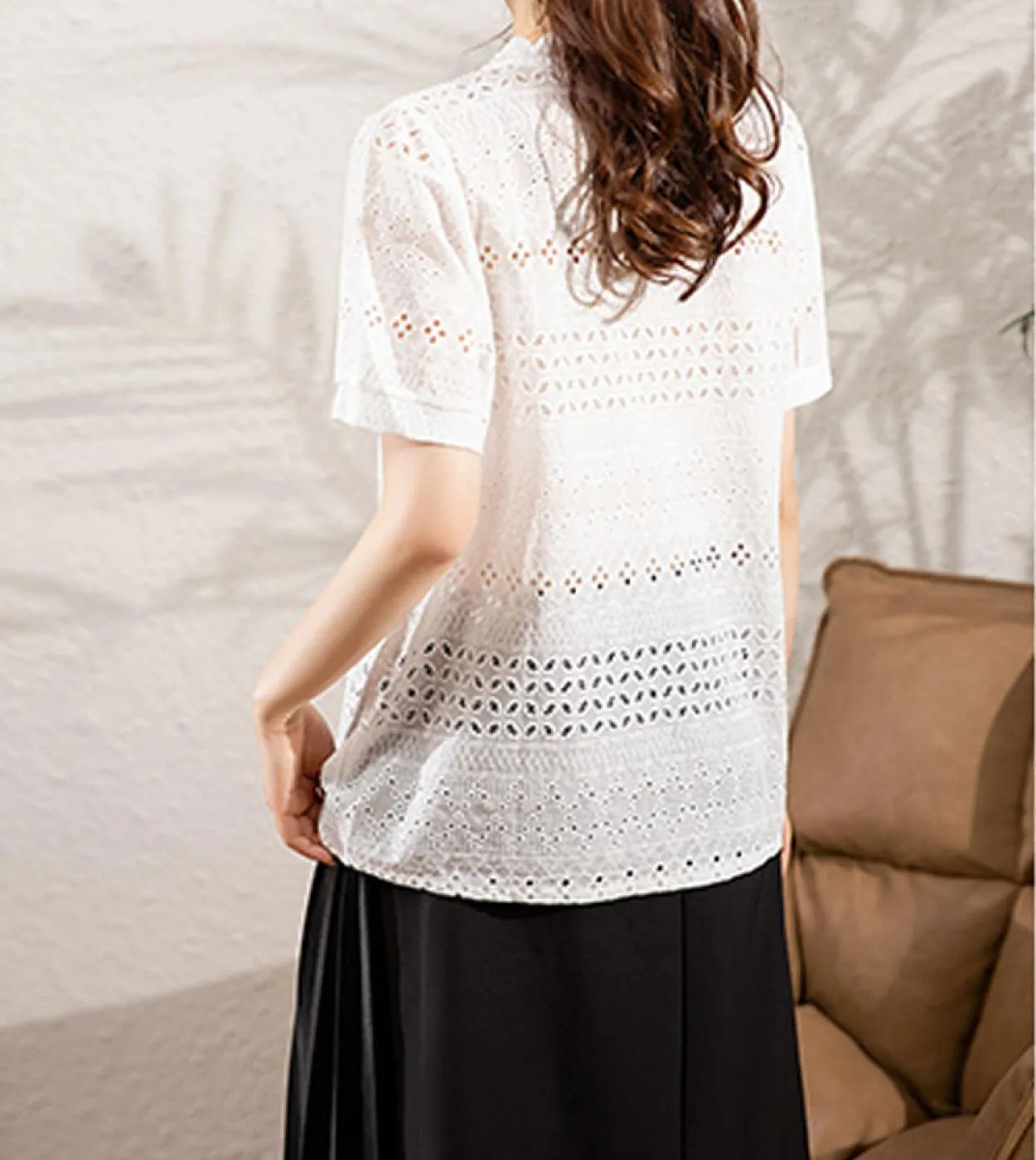 Camicette in cotone bianco Camicette in cotone bianco estivo Camicetta da donna in stile francese da donna
