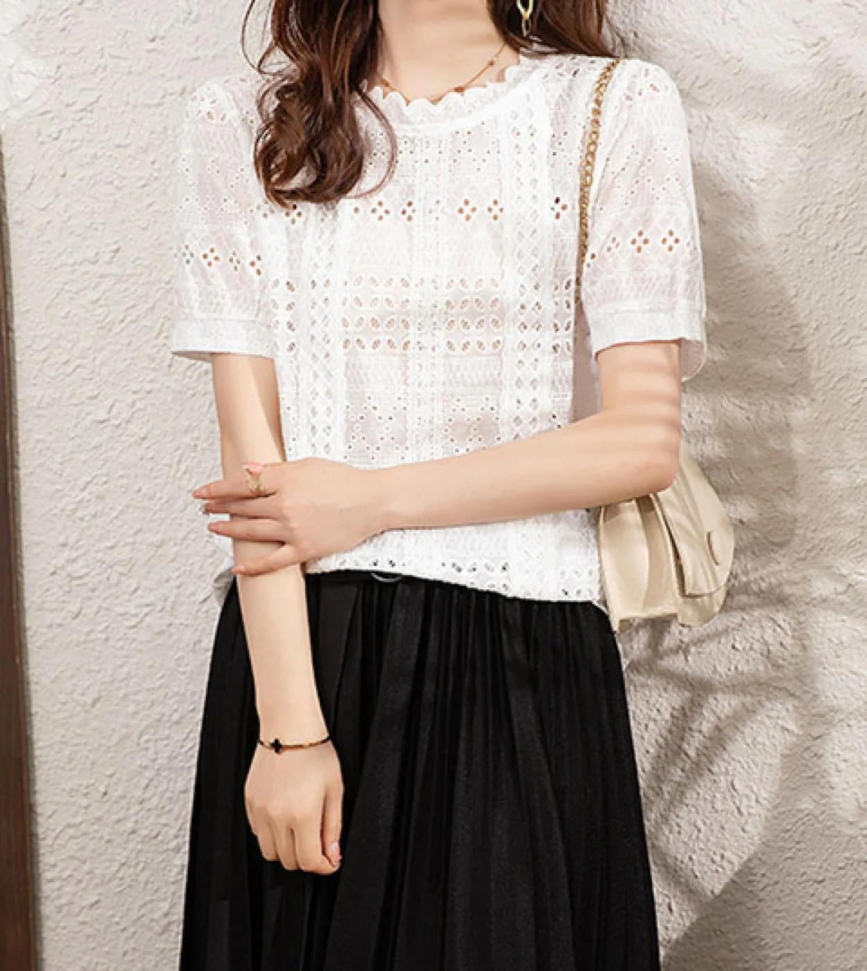 Camicette in cotone bianco Camicette in cotone bianco estivo Camicetta da donna in stile francese da donna
