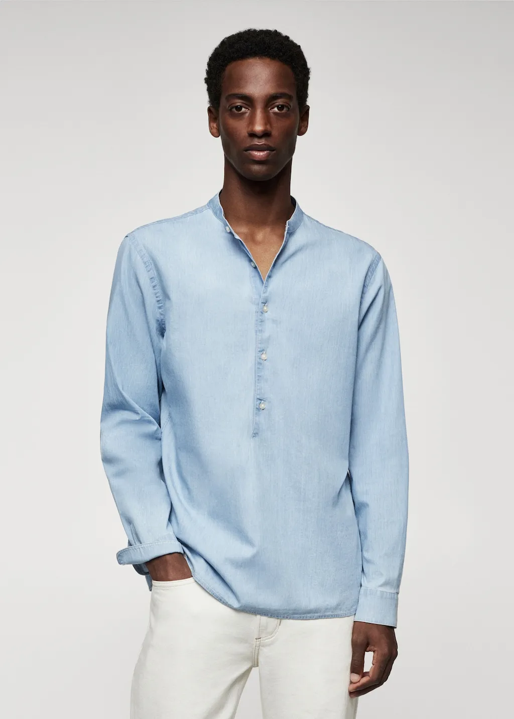 Camicia 100% cotone collo alla coreana