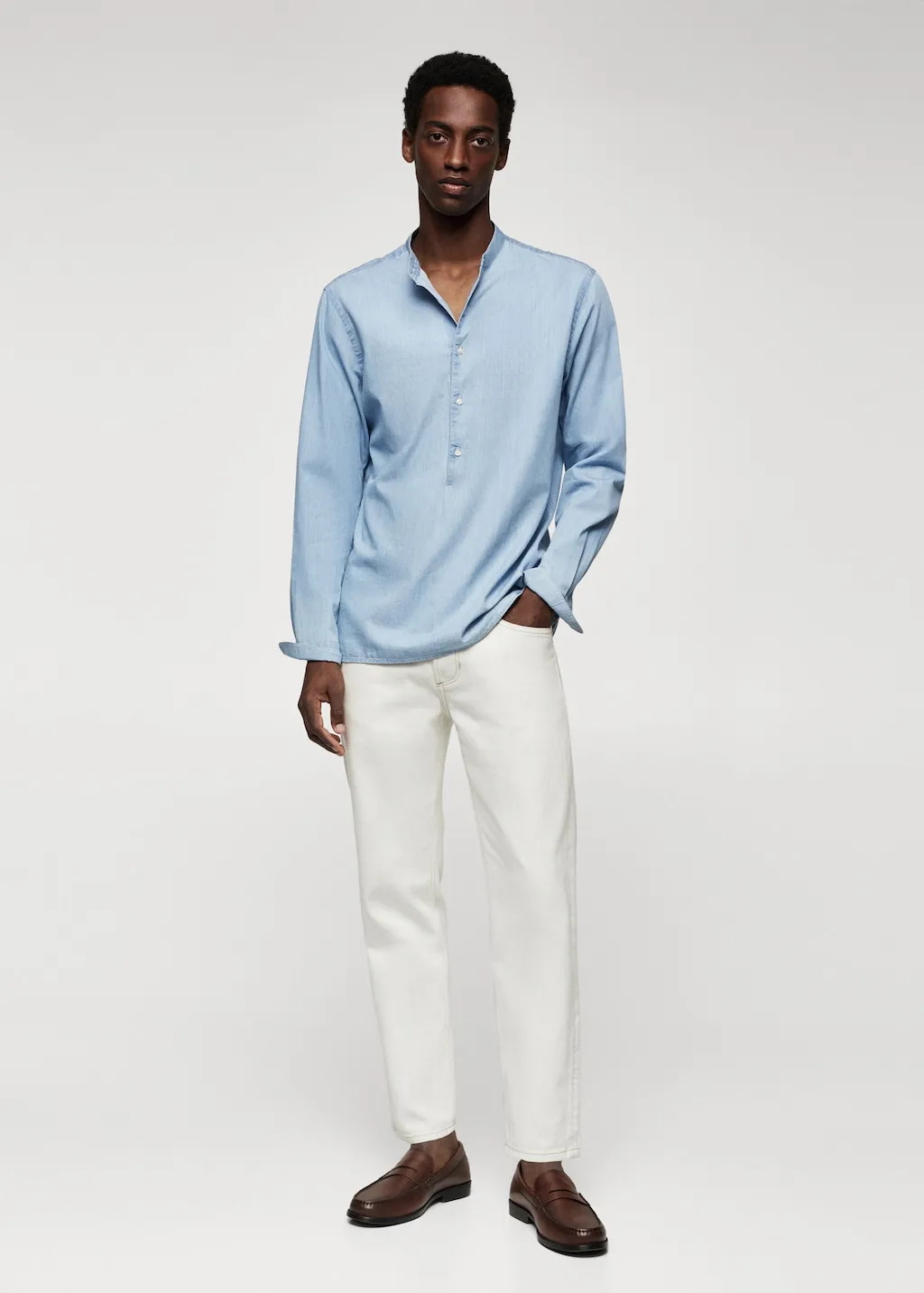 Camicia 100% cotone collo alla coreana
