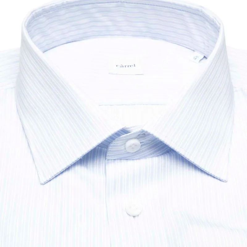 Camicia azzurra a righe in cotone 