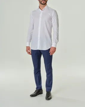 Camicia bianca in puro cotone micro armatura con collo alla francese