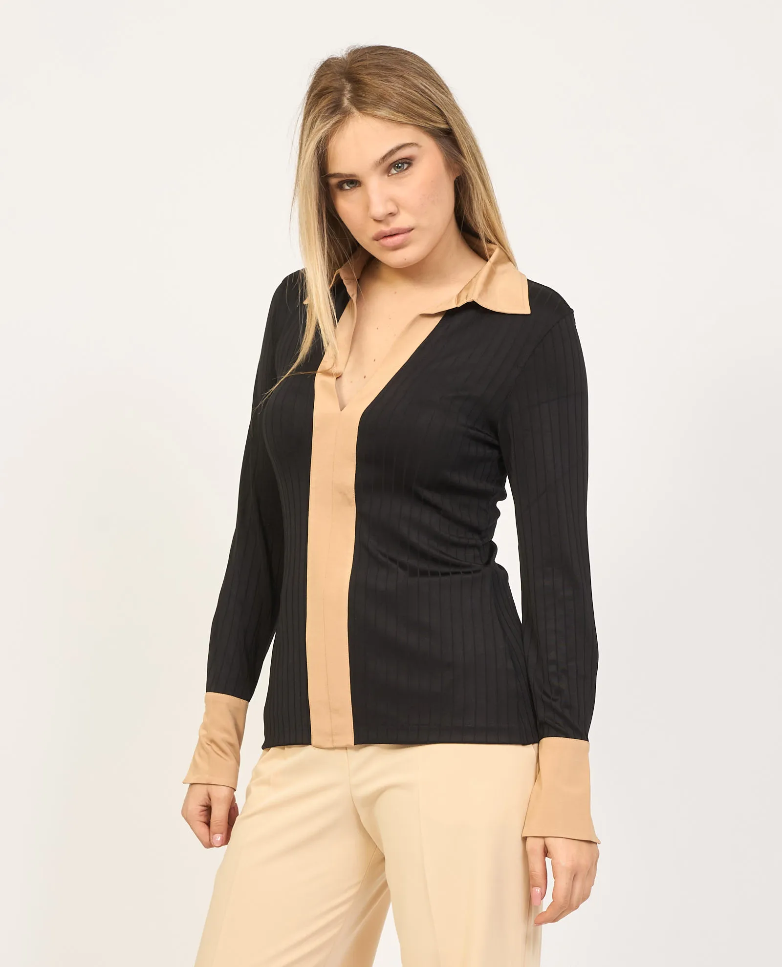 Camicia donna Boss a coste con colletto Johnny