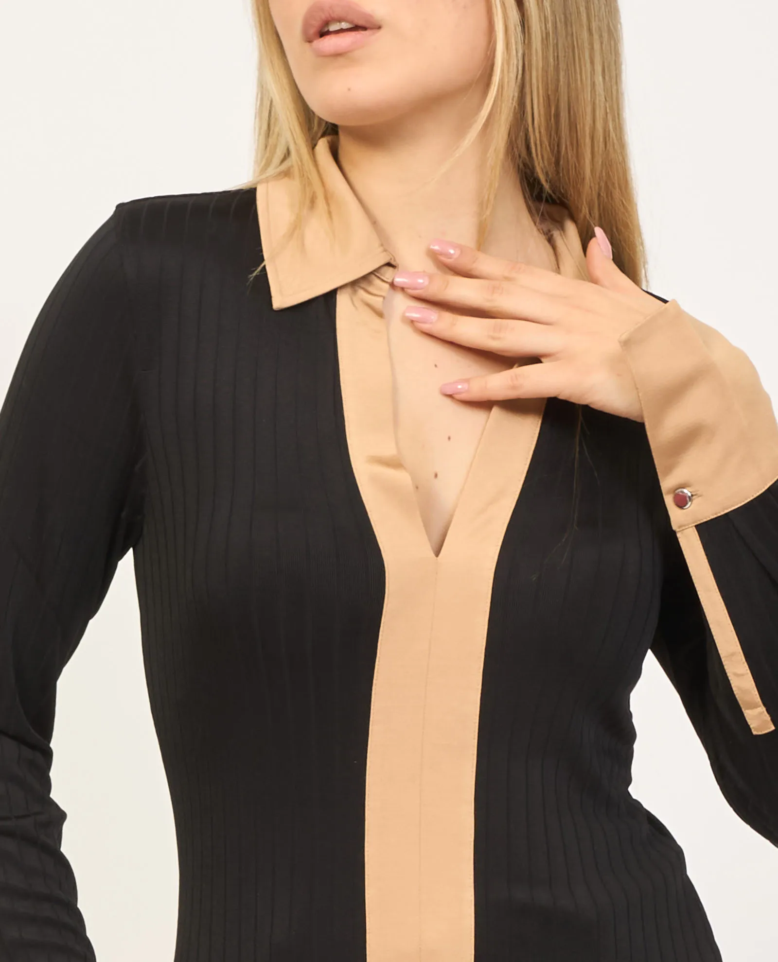 Camicia donna Boss a coste con colletto Johnny