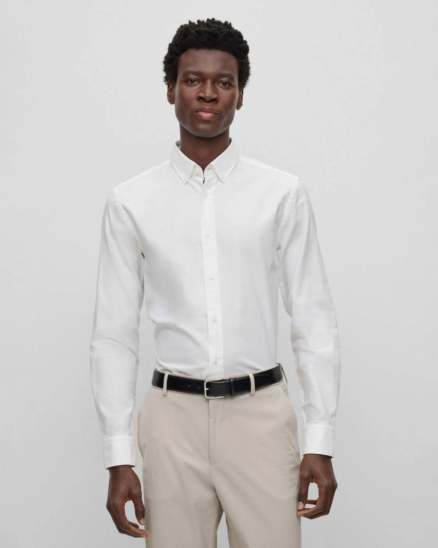 Camicia Hal bianca button down in Oxford di puro cotone