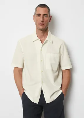 Camicia regolare a maniche corte in solido tessuto seersucker