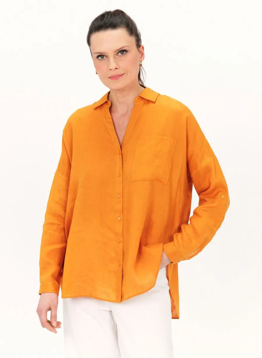  CAROLL   SANDY - Camicia collo classico in lino | Marrone
