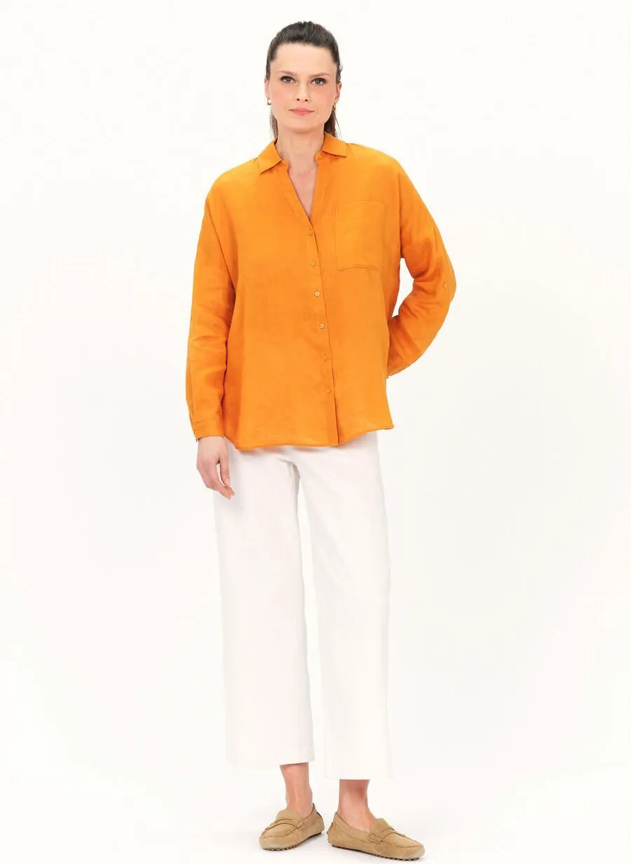 CAROLL   SANDY - Camicia collo classico in lino | Marrone