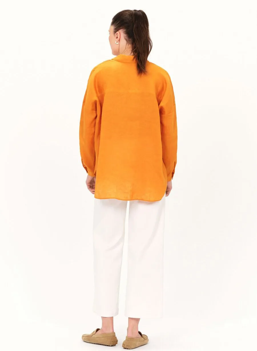  CAROLL   SANDY - Camicia collo classico in lino | Marrone